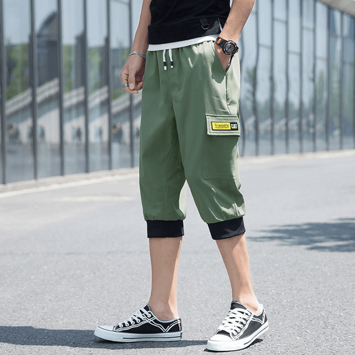 Men Casual Cropped Trousers Sports Beach Casual Tooling - MRSLM