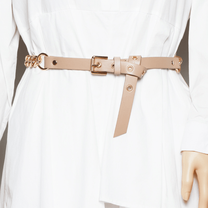 Belt Thin Chain Metal Buckle Design Belt - MRSLM