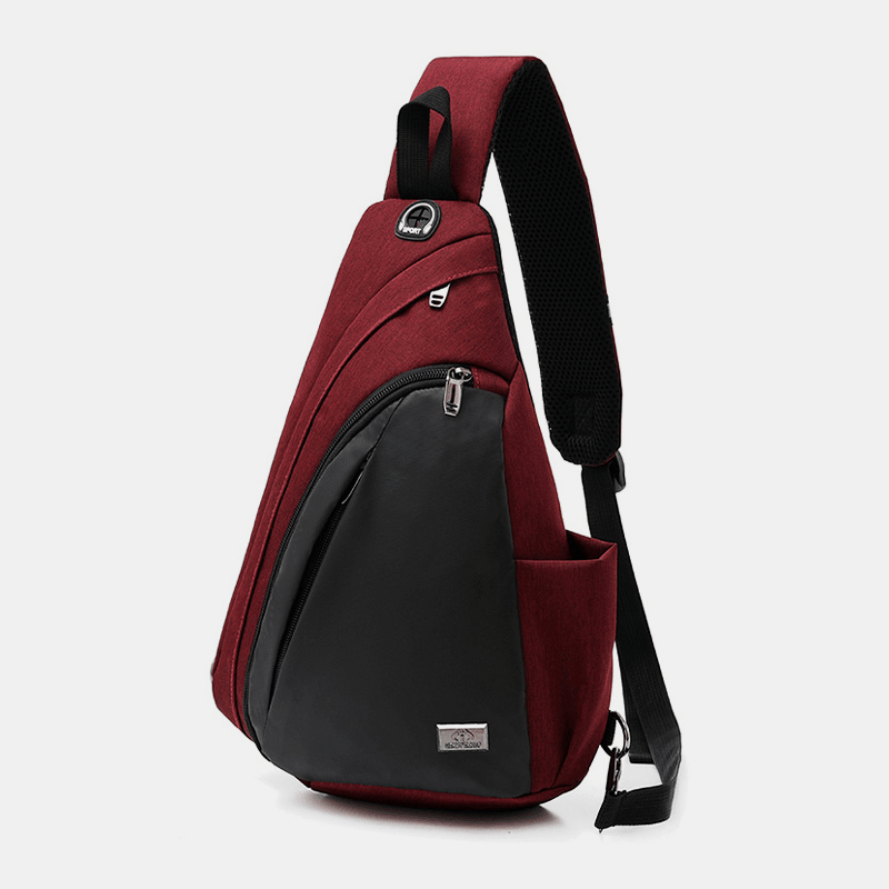 Unisex Nylon Light Weight Contrast Color Casual Outdoor Travel Multi-Carry Shoulder Bag Crossbody Bag Chest Bag - MRSLM