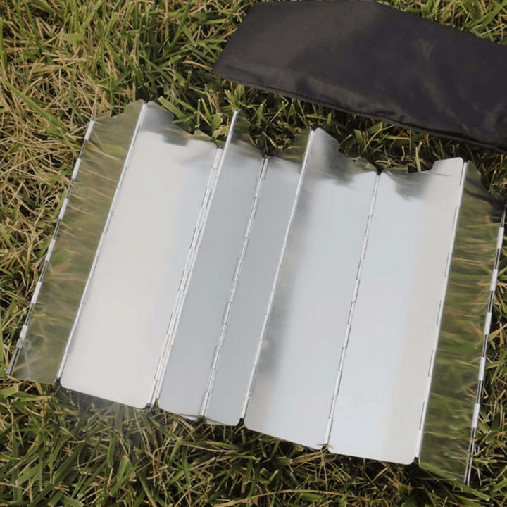 Camping 10 Plates Folding Wind Shield Picnic BBQ Cooking Gas Stove Aluminum Board Screen - MRSLM