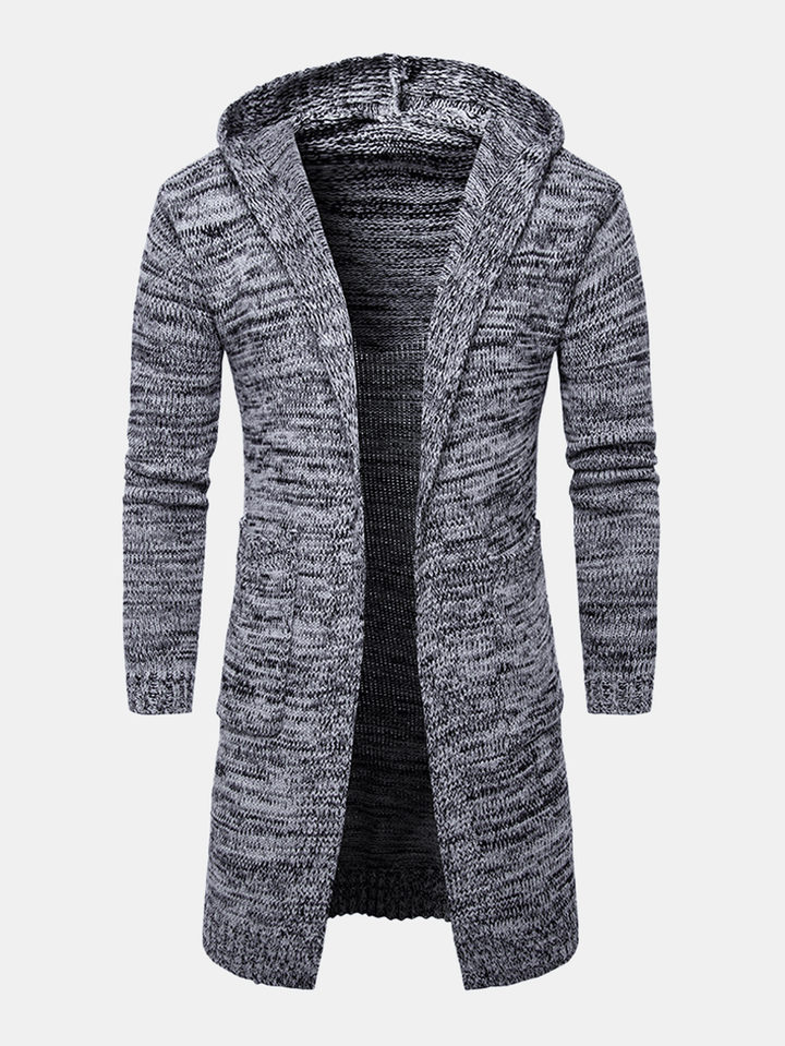 Mens Knitted Long Sleeve Side Pocket Mid-Length Sweater Cardigans - MRSLM