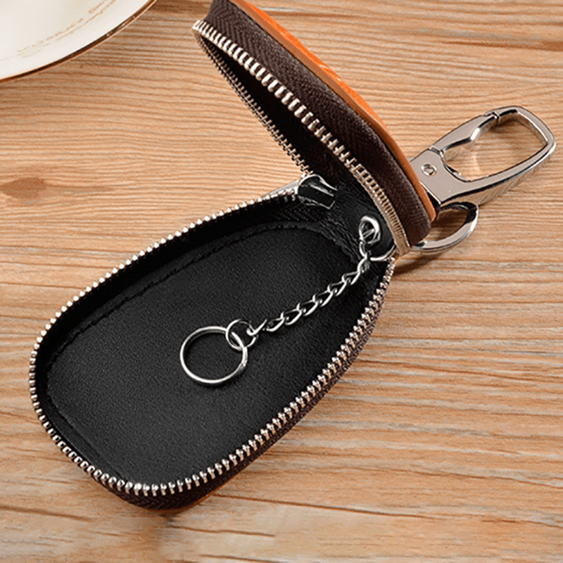 Men Women Retro Genuine Leather Car Key Holder Key Bag Keychain Wallet - MRSLM