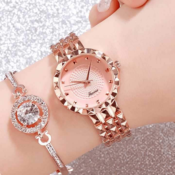Deffrun Full Steel Case Casual Style Women Wrist Watch Clock Quartz Watches - MRSLM