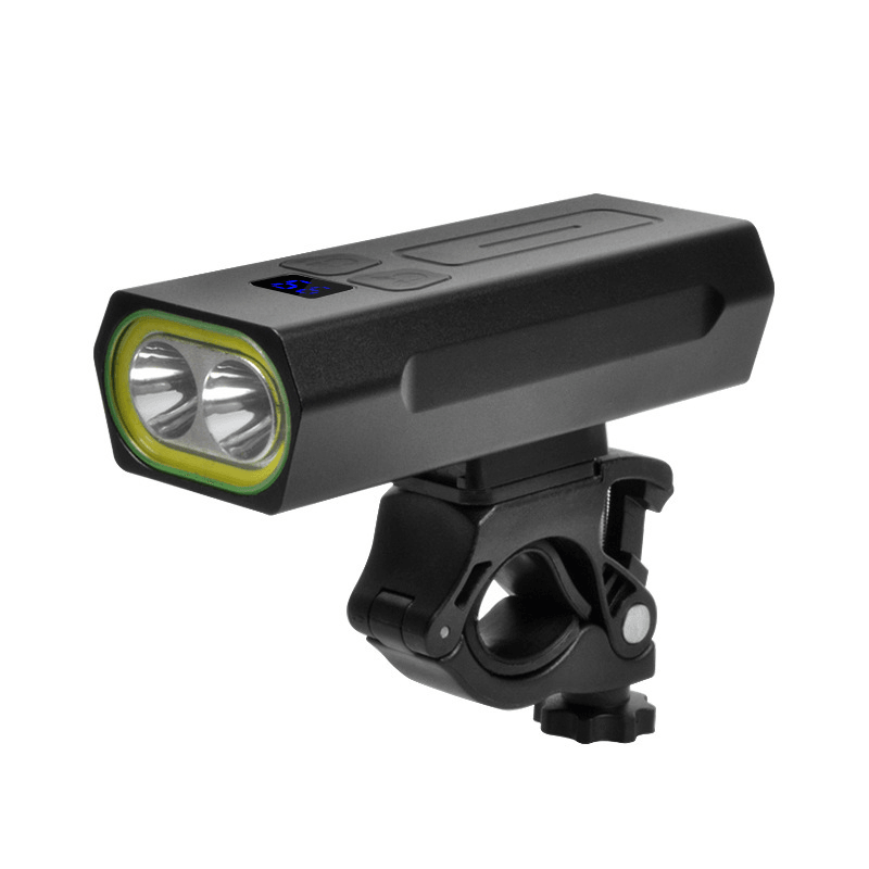 BIKIGHT LR-Y19 2 X T6 5Modes USB Rechargable IPX6 Waterproof Power Digital Display Bike Light Headlight with 5200Mah Battery Power Bank - MRSLM