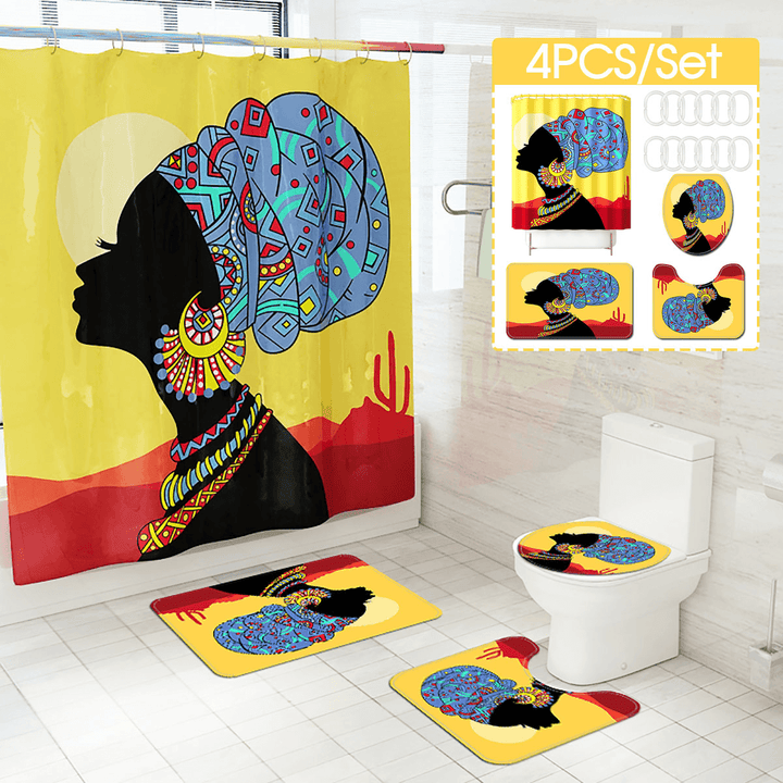 Retro Style 3D Printed Shower Curtain Waterproof Mouldproof Polyester Environmental Non-Toxic Non-Slip Bathroom Curtain - MRSLM