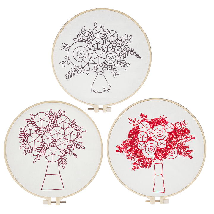 Flowers DIY Embroidery Ribbon Kits Needlework Cross Stitch Arts Crafts Sewing Decoration with Frame - MRSLM