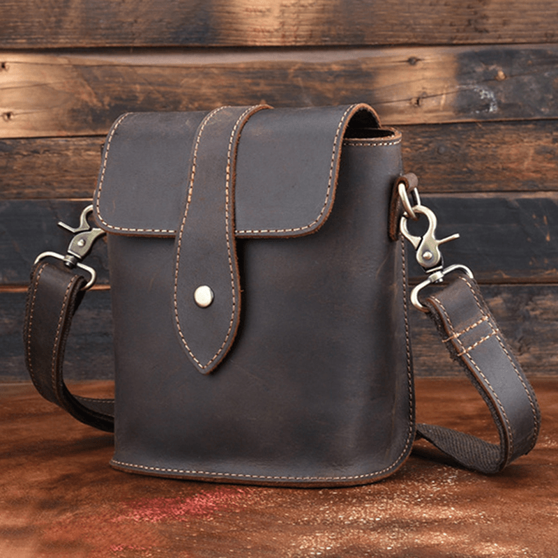 Men Genuine Leather Vintage Shoulder Bag Crossbody Bag - MRSLM