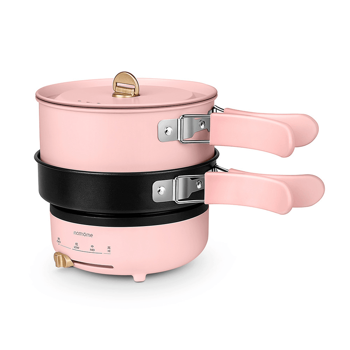 Nathome NDG01 500W 1.2L 1-2 People Electric Caldron Detachable Non-Stick Cooking Pot Hotpot Cooker Outdoor Travel - MRSLM
