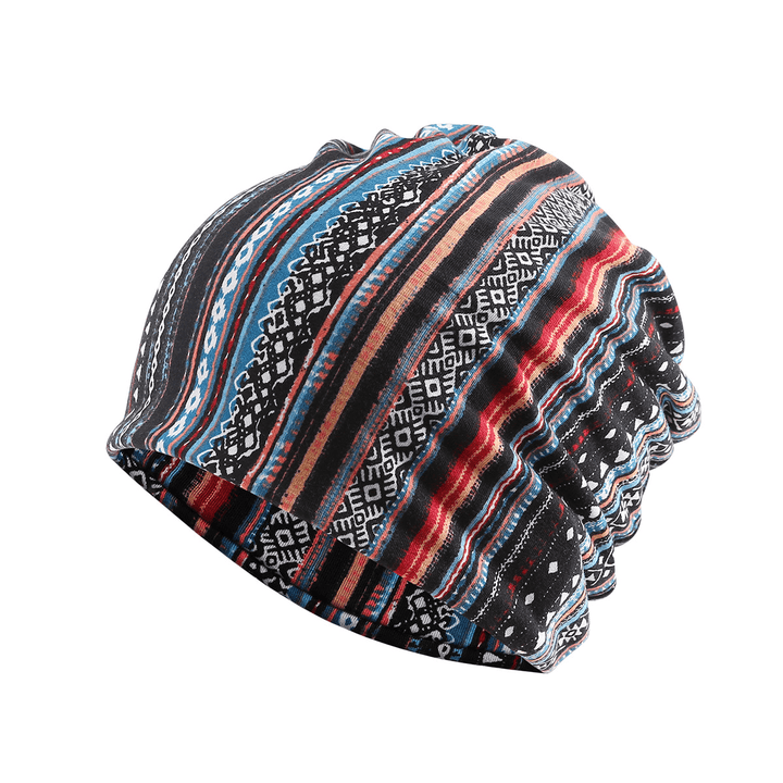 Women Cotton Multi-Purpose Printing Beanie Cap Neck Gaiter Face Shield Hats Bandana - MRSLM