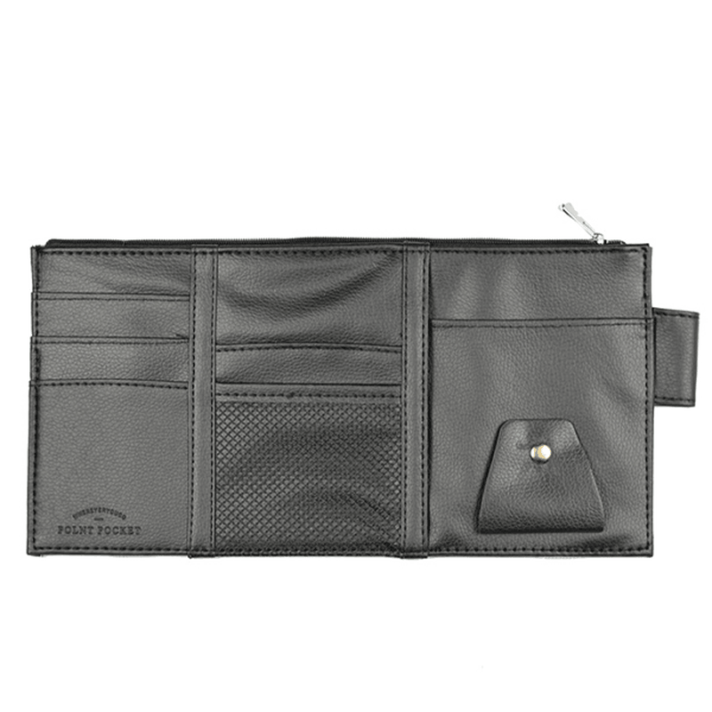 Multifunctional Leather Car Storage Bag Visor Cover Card License Holder Glasses Folder - MRSLM