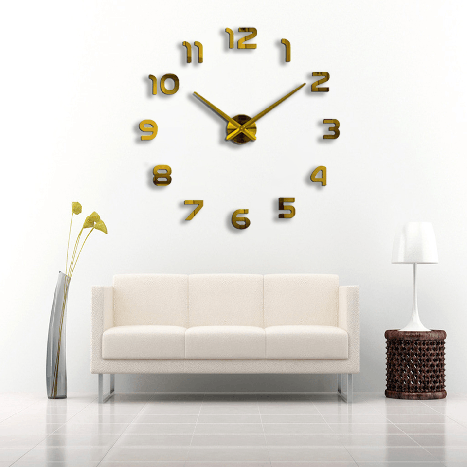 3D Frameless Wall Clock Modern Mute Large Mirror Surface DIY Room Home Office Decorations - MRSLM