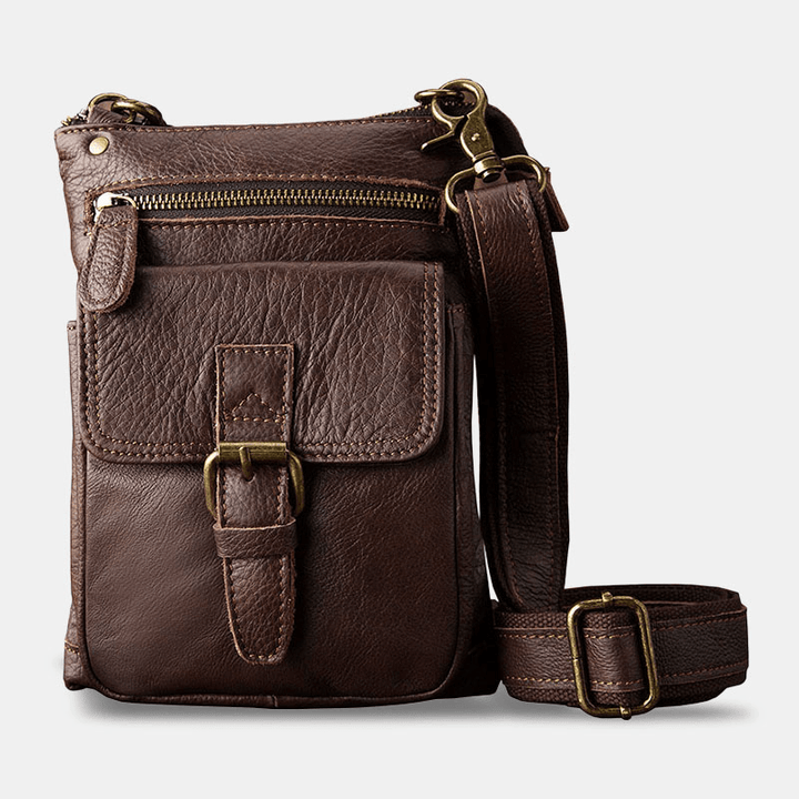 Ekphero Men Retro Multi-Pocket Waist Bag Large Capacity 6.5 Inch Phone Bag Crossbody Shoulder Bags - MRSLM