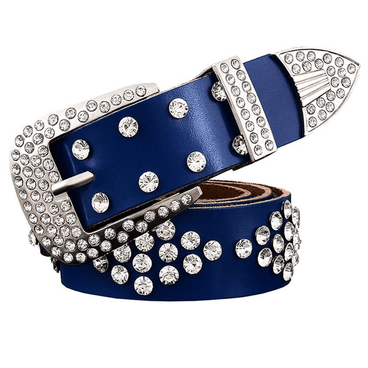 Leather Diamond Box Inlaid with Rhinestones Foreign Trade Ladies Pin Buckle Diamond Belt - MRSLM