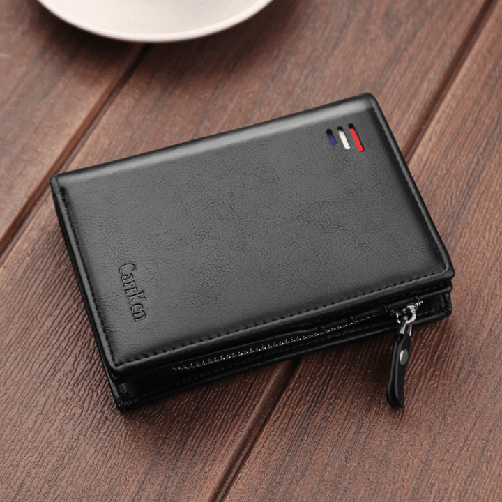 Ipree® Men'S PU Leather Wallet Outdoor Travel Retro Zipper Credit ID Cards Holder Portable Pocket Purse - MRSLM