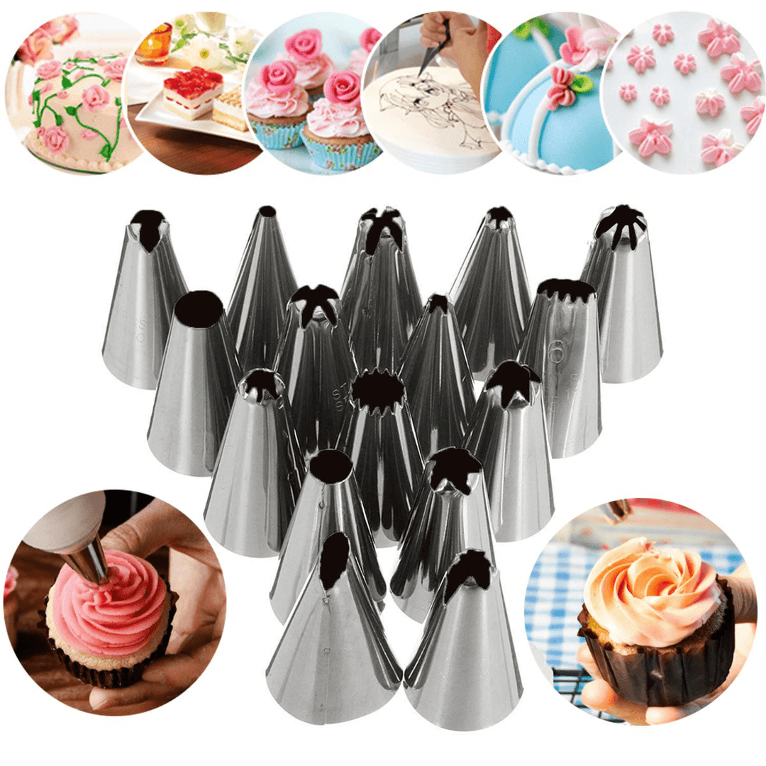 16 Pcs Set Russian Piping Tips Multi-Shape Icing Npzzles Cake Decoration Top Baking Accessories - MRSLM