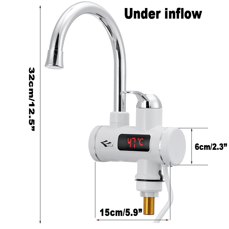 3000W Electric Heating Water Tap Temperature Display Hot Water Heater Faucet Home Bathroom - MRSLM