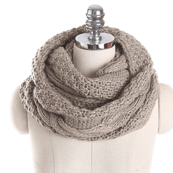 Women Solid Knitted Collar Scarves Warm Neck Scarves - MRSLM