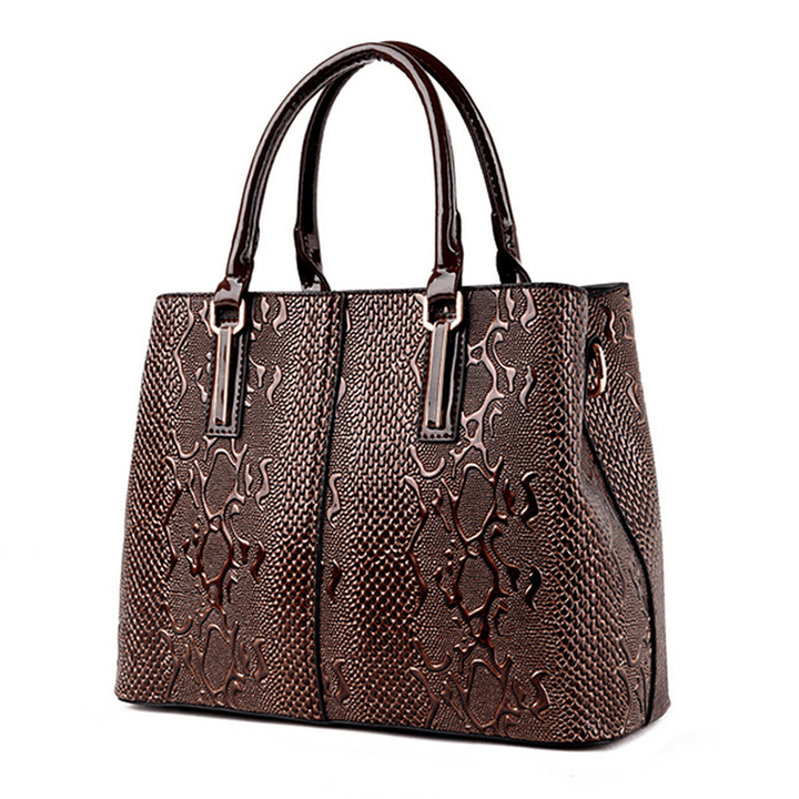 Women Faux Patent Leather Elegant Handbag Shoulder Bag - MRSLM