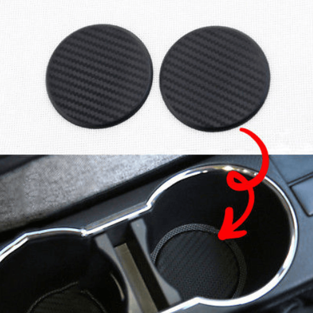 2Pcs/Set Auto Car Accessories Water Cup Slot Non-Slip Carbon Fiber Look Mat Decorations - MRSLM