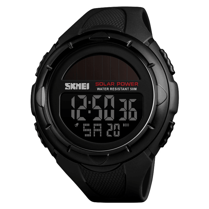 SKMEI 1405 Solar Power Digital Watch Stopwatch Luminous Display Alarm Calendar Outdoor Sport Watch - MRSLM