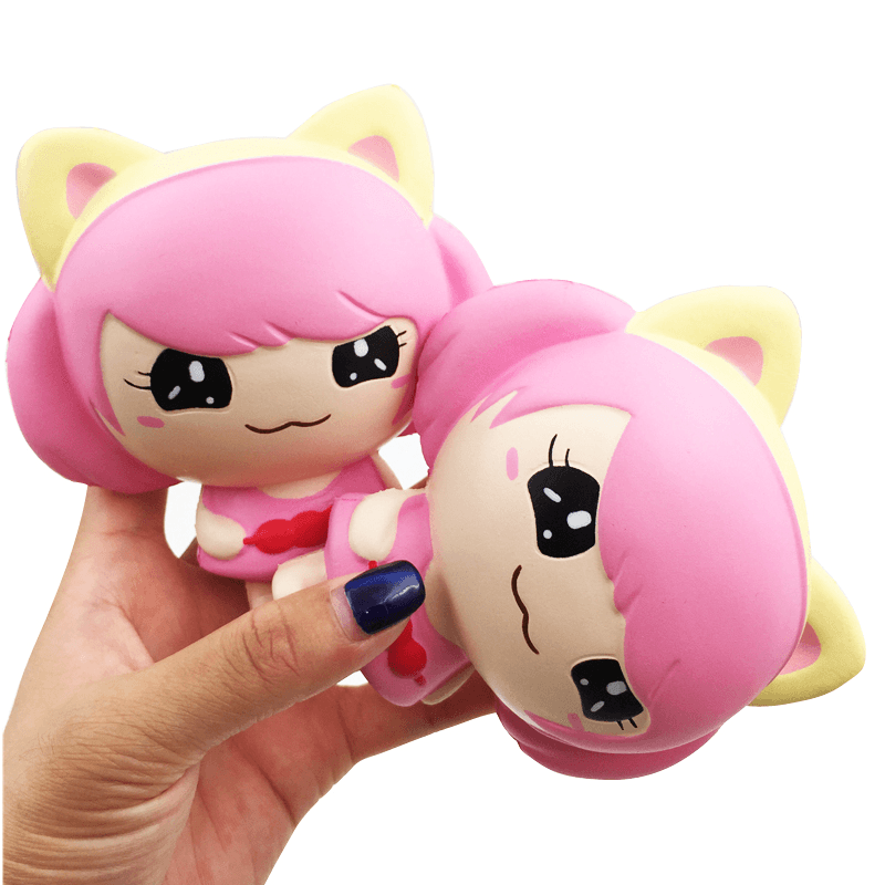 Squishyfun Pink Little Girl Squishy Hanging Decoration 12CM Cute Doll Gift Collection Packaging - MRSLM