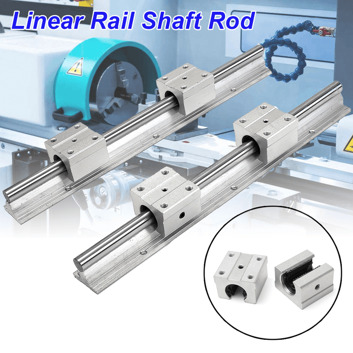 Machifit 2Pcs SBR12 400Mm Linear Rail Fully Supported Shaft Rod with 4Pcs SBR12UU Blocks Lathe Tool - MRSLM