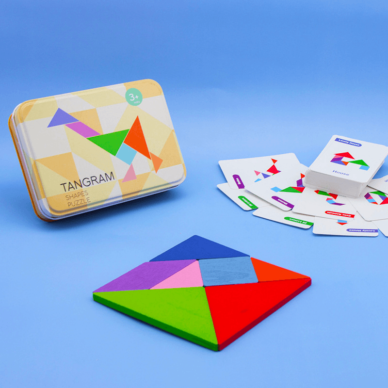Tangram Early Education Wooden Jigsaw Puzzle Tangram Toy - MRSLM