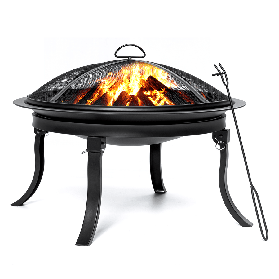 Kingso 24Inch Portable Fire Pits with 4 Foldable Legs Wood Burning Firepit Steel BBQ Grill Fire Bowl for Outdoor Camping Patio Backyard Garden - MRSLM