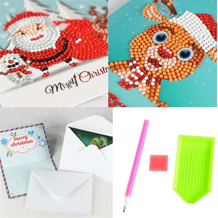 5D DIY Diamond Painting Christmas Greeting Card Cross Stitch Embroidery Mosaic Holiday Decor - MRSLM