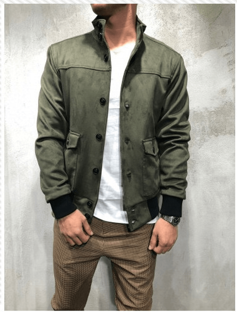 European and American New Slim Button Tool Pocket Men'S Jacket - MRSLM