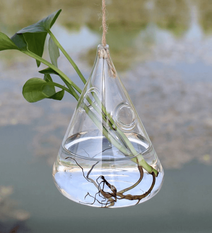 Hanging Water Drop Shaped Glass Hydroponics Flower Vase Home Garden Wedding Party Decoration - MRSLM