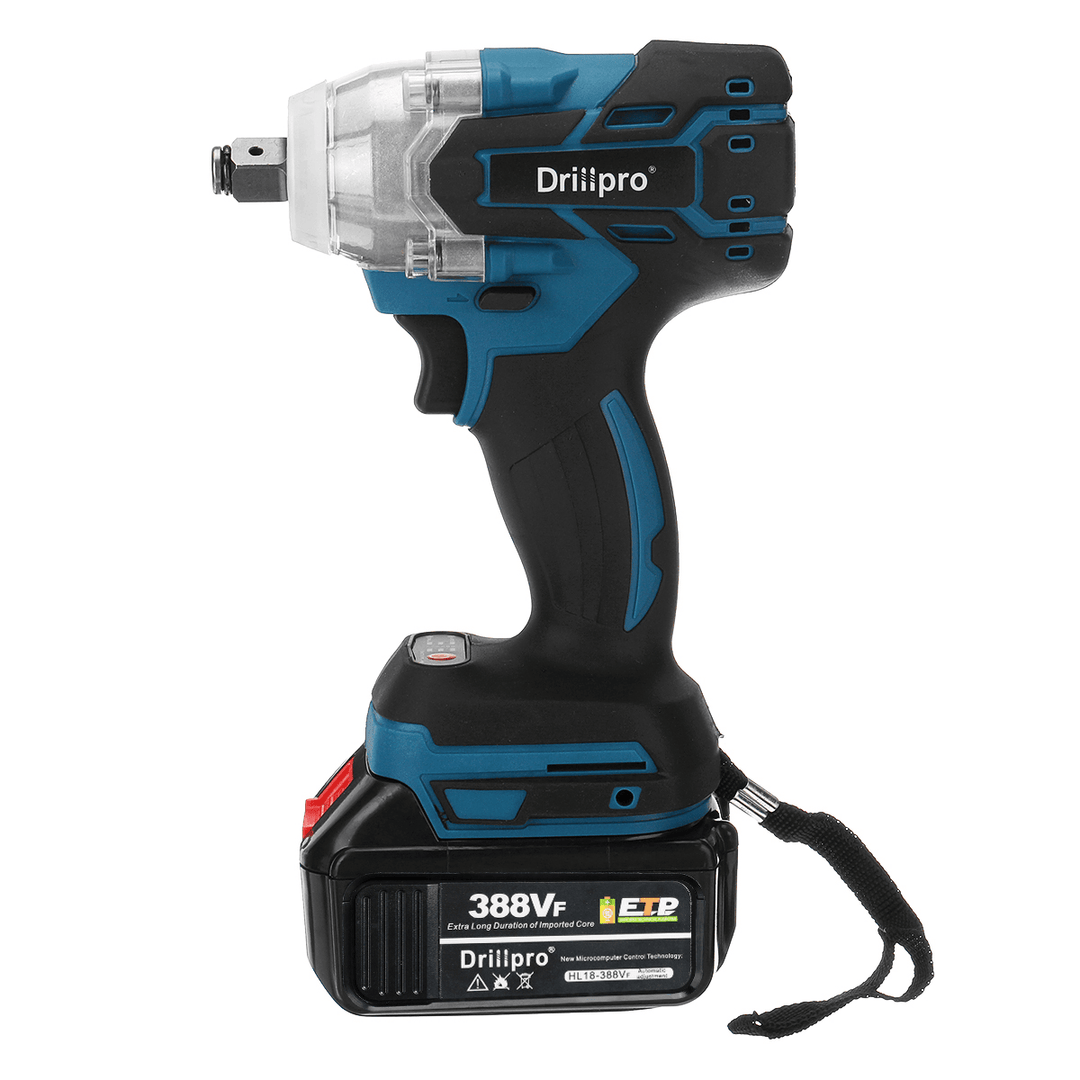 520N.M Torque 388VF Brushless Impact Wrench Cordless Rechargeable Electric Wrench Tool W/ 1/2X Battery - MRSLM