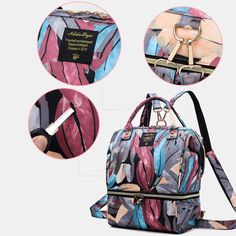 Women Canvas Casual Mummy and Kids Patchwork Backpack - MRSLM
