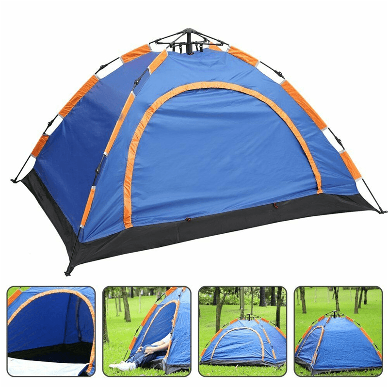 3-4 Person Camping Tent Waterproof Double Doors Automatic Tent Uv-Proof Portable Sunshade Canopy Outdoor Hiking - MRSLM