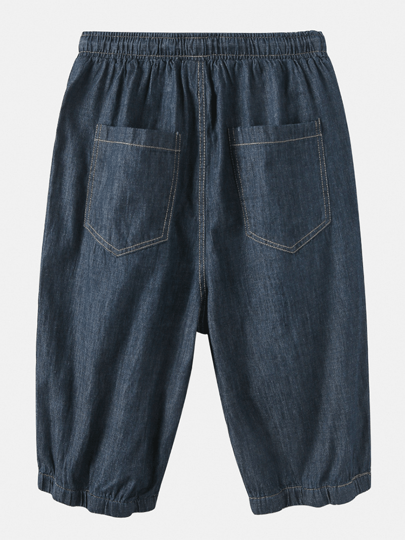 Mens Simple Multi Pocket Drawstring Casual Jeans - MRSLM