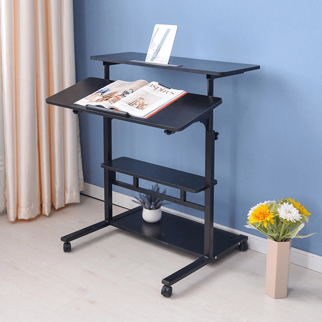 Computer Laptop Desk Height Adjustable Table Mobile Rolling Stand-Up Table Workstation Home Office Furniture - MRSLM