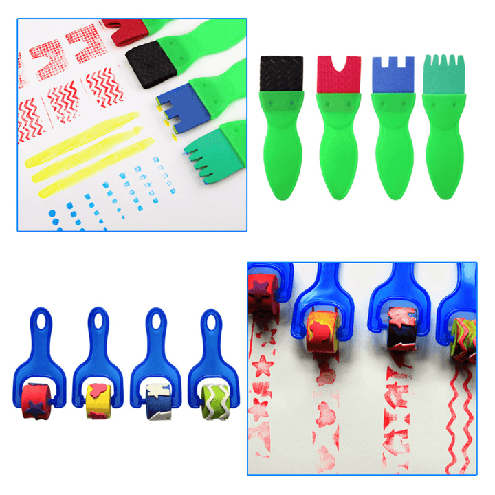 27Pcs Drawing Stamp Painting Pen Sponge Brushes Storage Bag Set Children Toys Gift - MRSLM