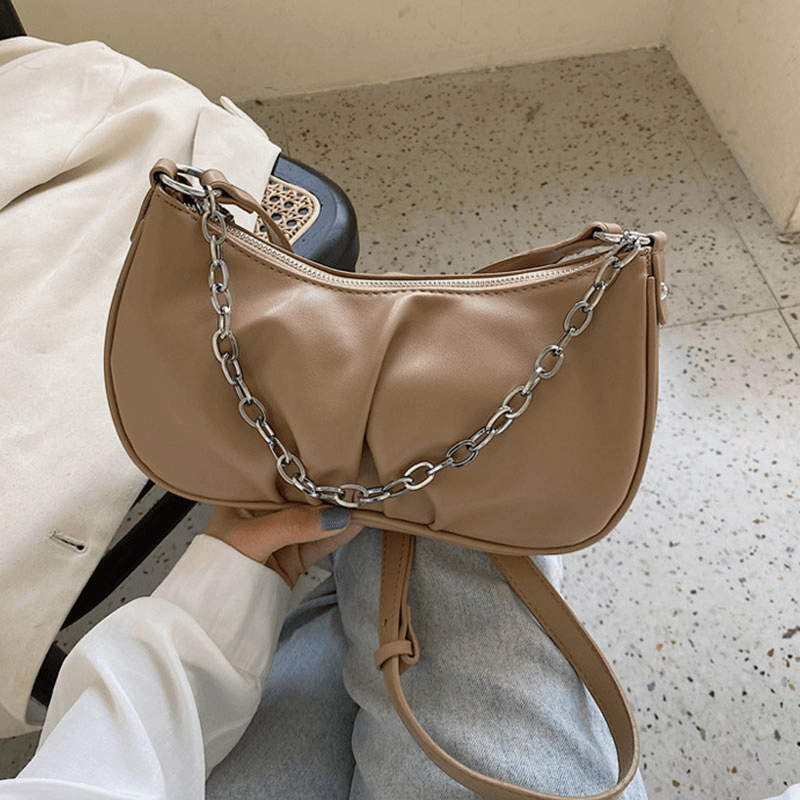 Women Solid Fashion Chains Satchel Shoulder Bag Crossbody Bag - MRSLM