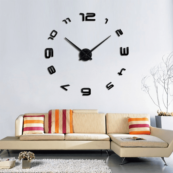 Large DIY 3D Wall Clock Home Decor Mirror Sticker Art Decorative Clock - MRSLM