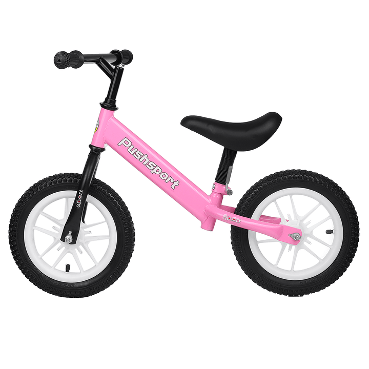 Kids Adjustable Height Flashing Balance Bikes Children Bicycle with Comfortable Cushions＆Non-Slip Handles Wear-Resistant＆Shock-Absorbing Rubber Tires Aged 2-7 Years Old - MRSLM