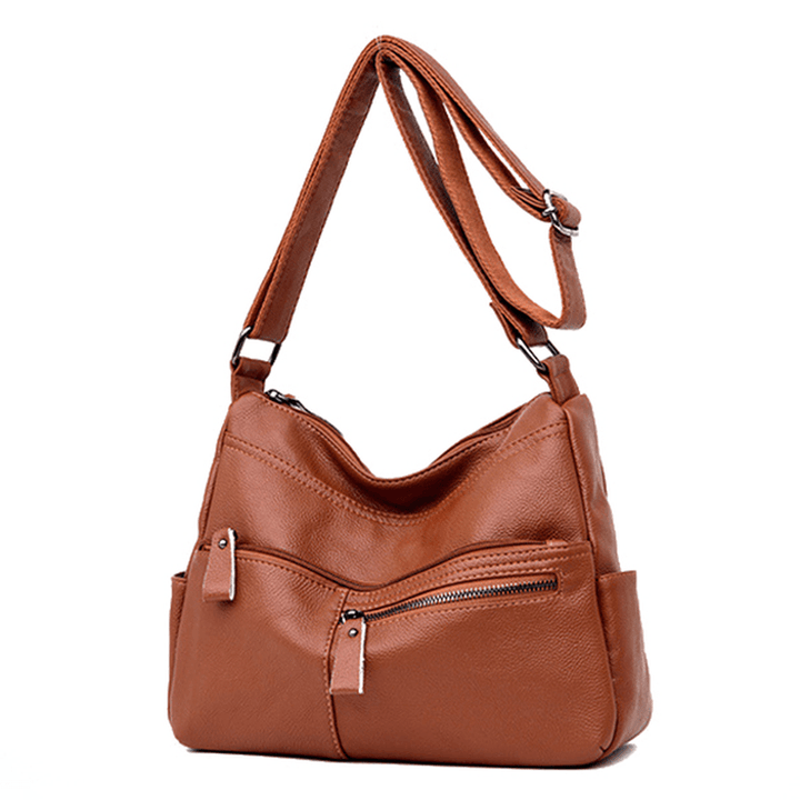 Women Faux Leather Leisure Shoulder Bag Crossbody Bag Shoulder Bag - MRSLM