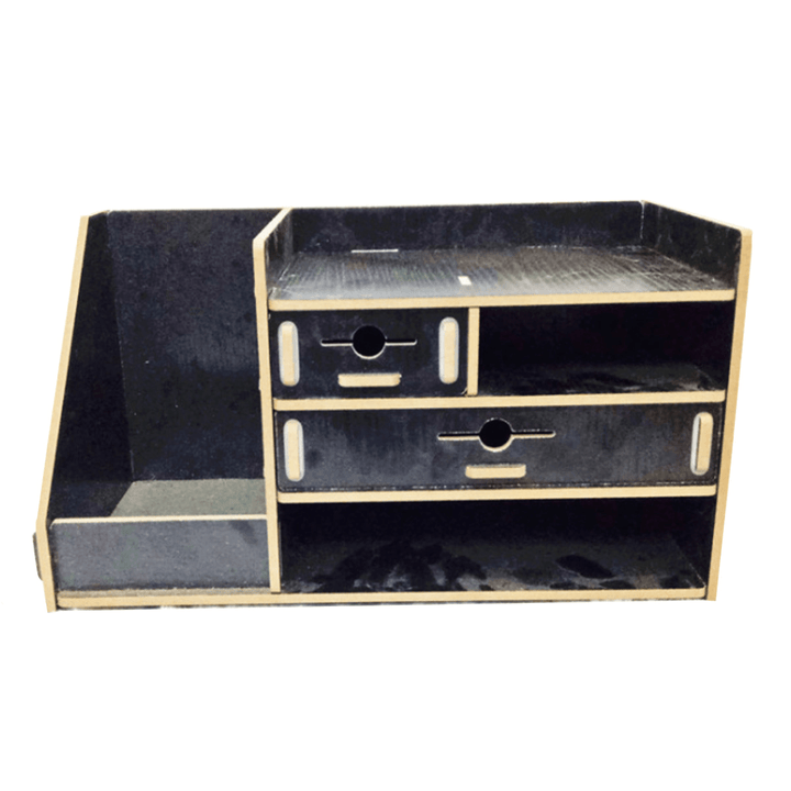 13.8X8X8" Wooden DIY Storage Box with Drawer Cosmetics Organizer Desktop Home Decorations - MRSLM