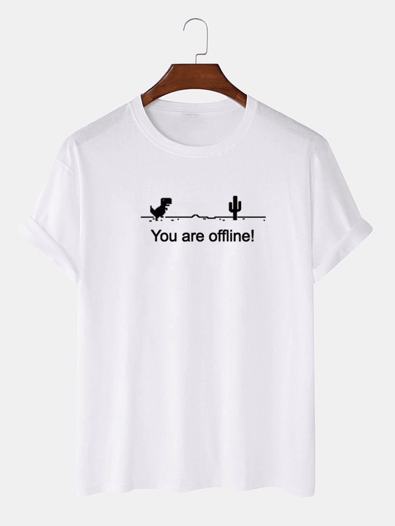 Cotton Dinosaur Game Slogan Print Funny Short Sleeve T-Shirts - MRSLM