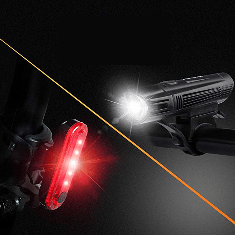 BIKIGHT Bike Light Kit 4-Modes Ultra-Bright Bike Front Light & Eye-Catching Taillight Bicycle USB Charging Cycling Rainproof Headlight - MRSLM