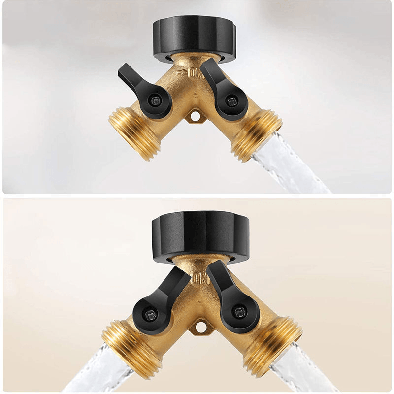 Garden Hose Splitter Y Connector Brass Garden Hose Adapter Y-Type Shunt Design 3 Way Ball Valve - MRSLM