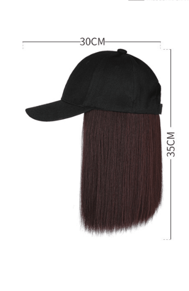 One Piece Wig Cap Short Straight Hair Female with Hat Wig Clavicle Hair Bobo - MRSLM