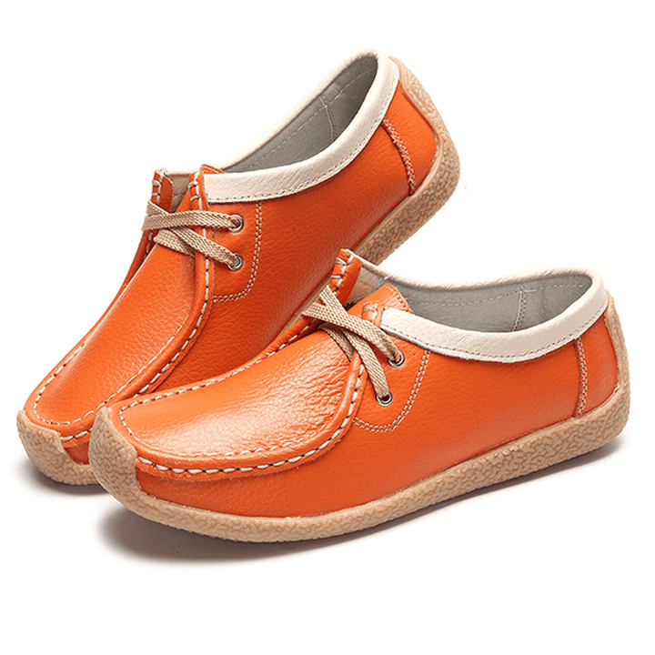 Breathable Walking Leather Flat Shoe - MRSLM