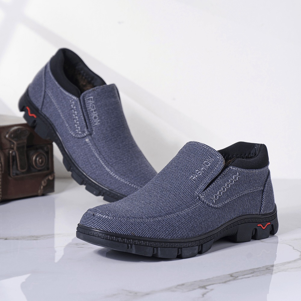 Men Non Slip Warm Lined Comfy Old Peking Casual Cotton Shoes - MRSLM