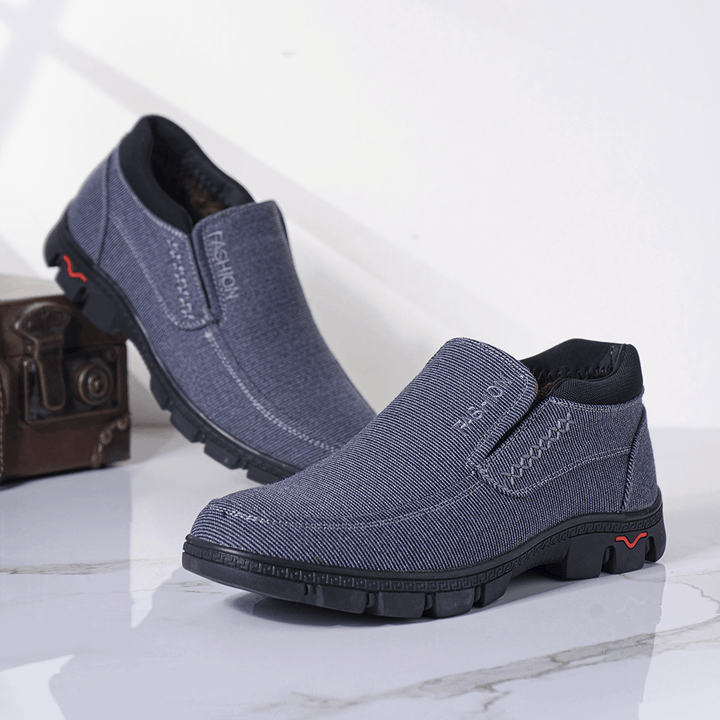 Men Non Slip Warm Lined Comfy Old Peking Casual Cotton Shoes - MRSLM