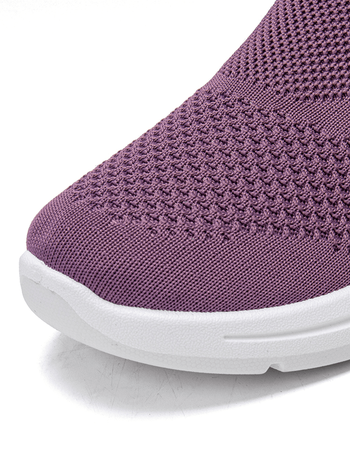 Women Solid Color Mesh Breathable Soft Antiskid Running Shoes - MRSLM